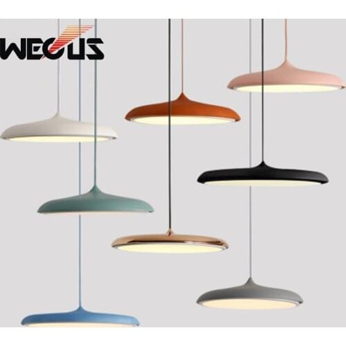 Nordic Decorative Art UFO Pendant Lights Creative Macaron Concise Acrylic Hanging Lamps for Restaurant Cafe Hotel Bedroom