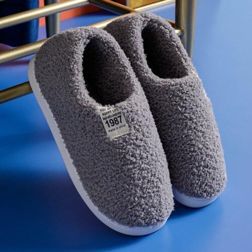 Women Plush Slippers House Winter Warm Ladies Furry Slides Non-slip Household Female Flip Flops Indoor Couples Cotton Shoes