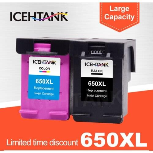 ICEHTANK 650XL Refilled Ink Cartridge Replacement for HP 650 XL for HP Deskjet 1015 1515 2515 2545 2645 3515 3545 4515 4645