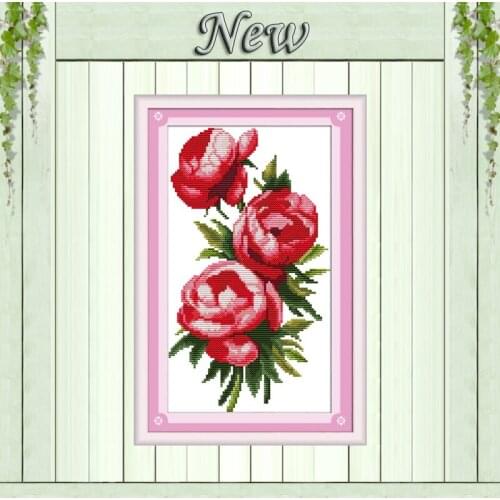 Three rose sisters flowers painting counted printed on canvas DMC 11CT 14CT Chinese Cross Stitch kits embroidery needlework Sets