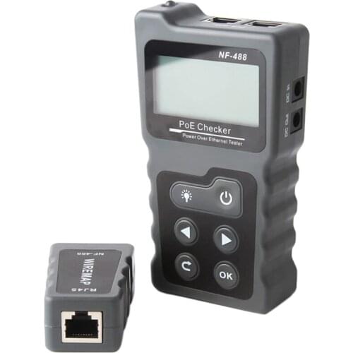 NF-488 LCD Network PoE Checker over the Ethernet Cat5 Cat6 Lan Cable Tester Loop Test Tool