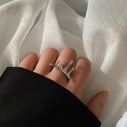 Whole body 925 sterling silver water droplets liquefied ring female Japan Korean simple ins does not fade open street jewelry