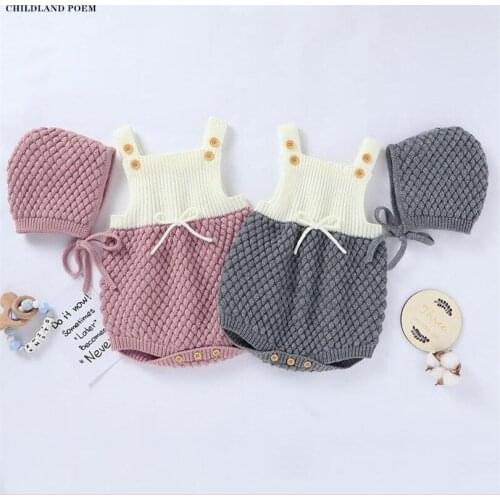 Knitted Baby Clothes Newborn Baby Romper Jumpsuit Cotton Baby Girl Clothes With Hat Infant Baby Boy Romper Clothes Baby Overalls