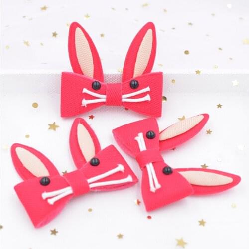 Upscale 4Pcs Cloth Padded Patches Bow Tie Cartoon Rabbit Appliques for DIY Clothes, Crafts, Hat, Bag, Hair Clip, Socks Decor S66