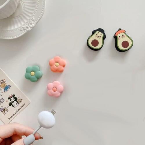 Cable Protector Charging Cable Cartoon Flower Avocado Cord Holder Protective Earphone Cable Decor Cover Data Line Protection