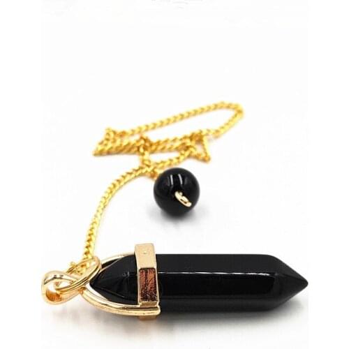 Ya.x pendant female Reiki Pendulum Natural Stone Amulet Healing Crystal Pendant Meditation Hexagonal Pendulums for Men women