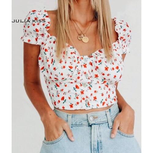 Women Frilled Sweetheart neck Top In Floral Pattern