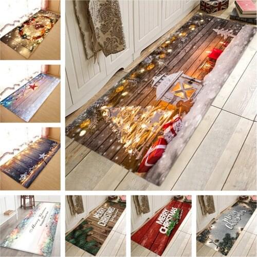 1pc Christmas Carpet Santa Claus 3D Flannel Anti-slip Kitchen Bathroom Room Door Floor Mat Decor Rug Bathroom Anti-slip Mat
