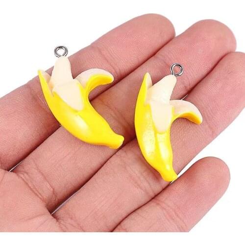 10pcs Cute 3D Simulated Banana Resin Charms DIY Craft Decoration Jewelry Finding For Making Earring Accessory Handmade