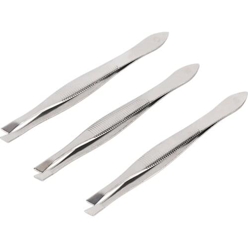 2pcs Portable Eyebrow Tweezer Eyebrow Trimmer Shaper Stainless Steel Facial Hair Remover Puller Slanted Tip Makeup Beauty Tools