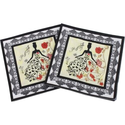 20pcs/lot 33*33cm Bridal Patterned Deoupage Paper Servilletas Elegant Towels Vintage Tissue Birthday Wedding Party Paper Decor