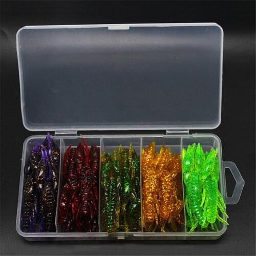 30pcs/set Worm Craws Shrimp Set Soft Bait 7.5cm5.5g Smell with Salt Silicone Artificial Lures Jig Wobblers Fishing Accessories