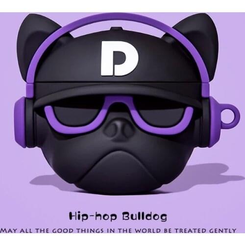 3D Cool Bulldog headset Case For AirPods Pro Rock Music Dog Soft Silicone Bluetooth Earphone Cover For Airpods 1 2 Cases Funda