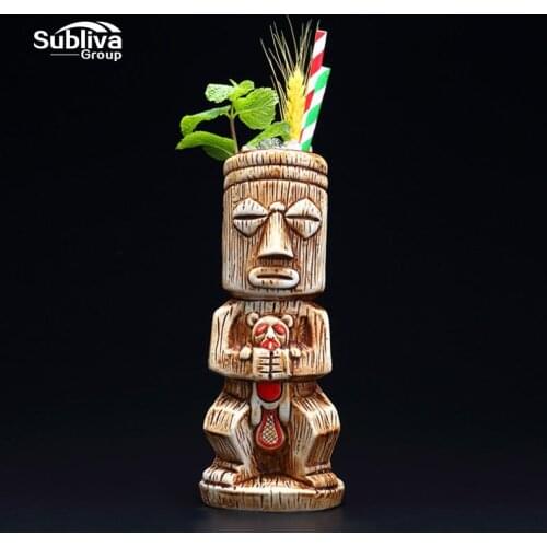 450ml Hawaii Tiki Mugs Cocktail Cup Beer Beverage Mug Wine Mug Ceramic Easter Islander Tiki Mug Bar Tool