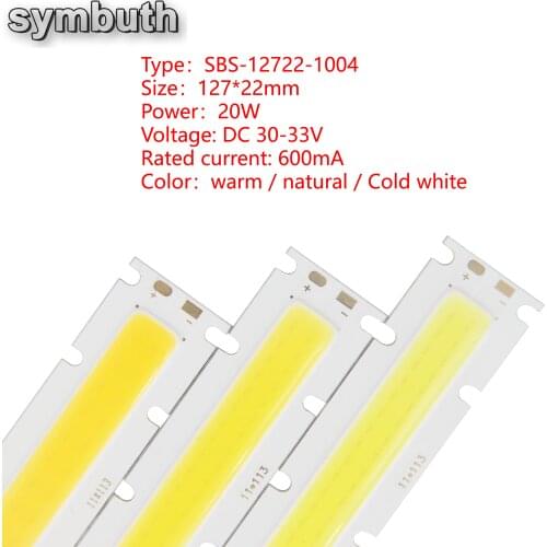 5pcs/lot 20W 30-33V 600mA COB Light Source for Floodlight 127*22mm Bar Lights Strip LED Lamp DIY Bulb