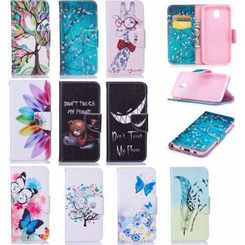 50pcs For Samsung A5 2018/J730/J7 2017/J530/J5 2017/J330/J3 2017 EU version painted Wallet flip cover Cartoon PU Leather Case