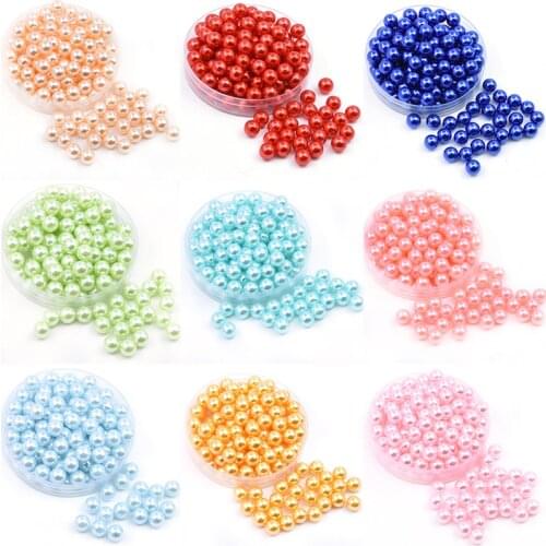 8mm Rainbow Color Acrylic Sew on Pearl Spacer Beads Clothes Headwear Bag Craft DIY Bracelets Necklace Jewelry Making