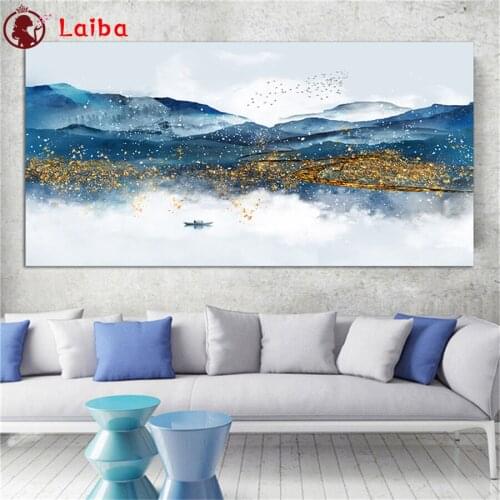 Diamond Mosaic Abstract mountain river modern art decoration Picture Of Rhinestone Diamond Painting Cross Stitch Embroidery