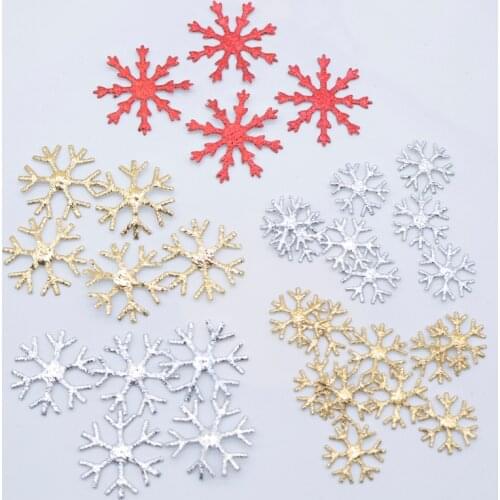 200Pcs 16/23/28mm Snowflake Applique for Party Christmas Decor Crafts DIY Headwear Hat Bow Tree Accessories Patches