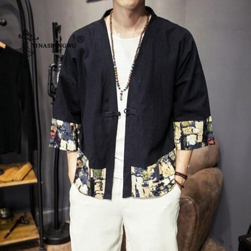 Asian Clothes Summer Beach Casual Shirts Yukata Men Kimono Cardigan Men Print Japanese Kimonos Top Coat Kimono Cosplay Costumes