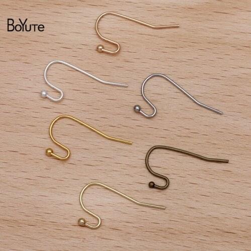 BoYuTe (200 Pieces/Lot) 0.7MM Thickness Metal Brass Simple Ear Hook Accessories Diy Handmade Earring Parts Materials