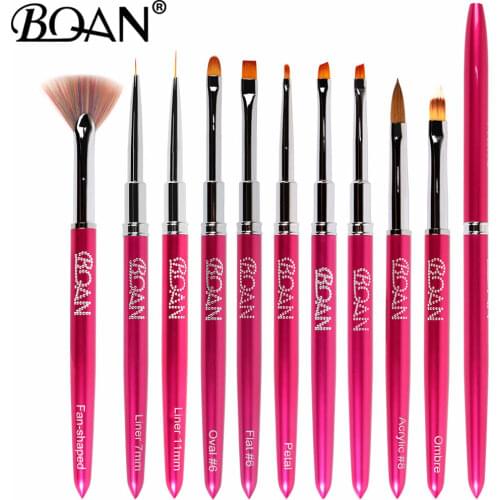 BQAN 10pcs Nail Art Brush Pen Oblique Head Nylon Hair Acrylic UV Gel Polish Builder Painting Drawing Tips Art Design Manicure