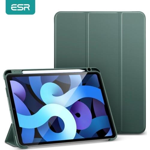 ESR Case for 2020 iPad Air 4 iPad 8th 7th Generation Pencil Holder Enclosure Soft TPU Smart Case Flexible Back Cover 12.9"/11"