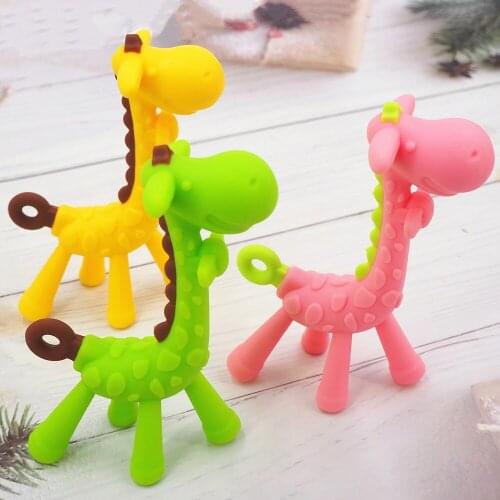 Chenkai 5PCS 3D Giraffe Silicone Teether Baby Sensory Pendant Food Grade For DIY Infant Lovely Nursing Shower Pacifier Gifts