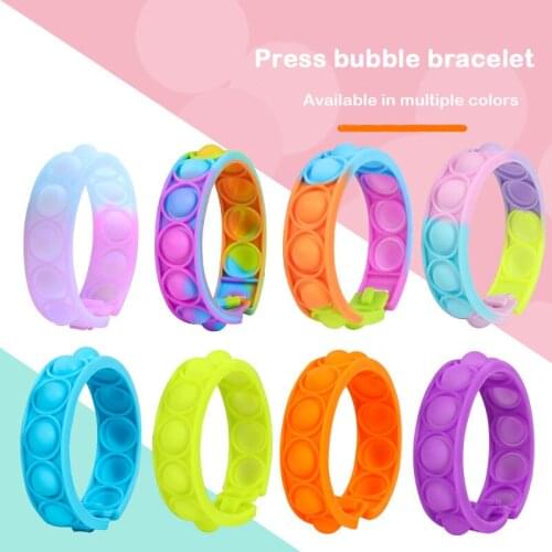 Color Bracelet Childrens Puzzle Decompression Decompression Finger Press Bubble Silicone Bracelet Toy Gift for Stress Relive