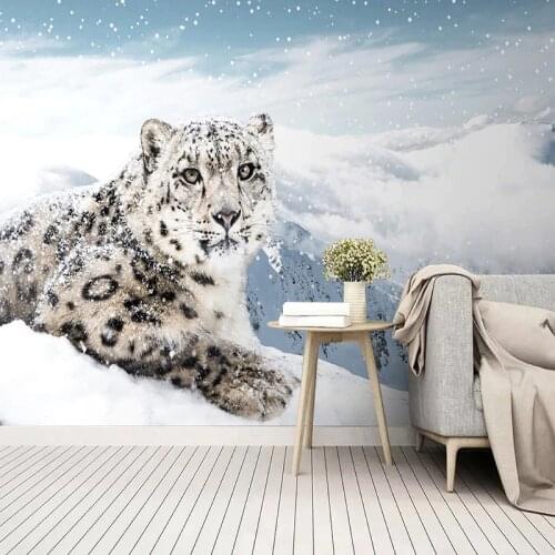 Photo Wallpaper 3D Animal Snow Leopard Landscape Murals Living Room Kids Bedroom Self-Adhesive Waterproof Canvas Wall Papers 3 D