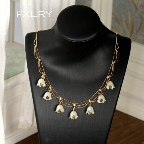 FXLRY Original Handmade Lily Of The Valley Flower Clavicle Chain Necklace For Women Jewelry