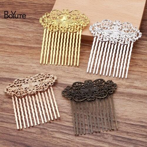 BoYuTe (10 Pieces/Lot) 13 Teeth 57*61MM Metal Filigree Flower Hair Comb Diy Tiara Bridal Wedding Jewelry Accessories