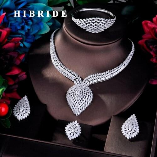 HIBRIDE Luxury Design AAA Micro AAA Cubic Zircon Bridal Big Jewelry Sets For Women Wedding Party Accessories Jewelry N-772