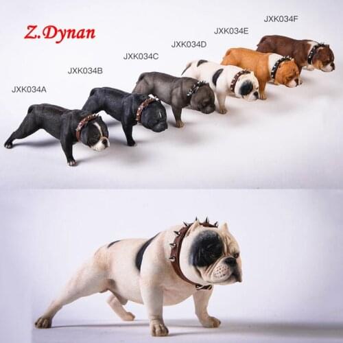 JXK Studio 1/6 Scene Accessories JXK034 black white Bully Pitbull Dog Animal Statue Fit 12inch Action Figure