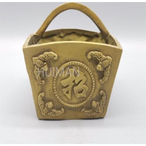 China Brass Statue Luck Wealth Jar Metal Crafts Home Decoration