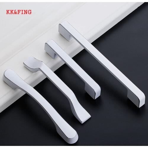 KK&FING Modern Simple Matte White Zinc Alloy Cabinet Door Handles and Knobs Drawer Knobs Kitchen Cupboard Wardrobe Door Pulls