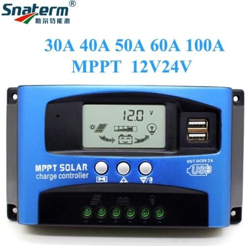Newly MPPT 100A 60A 50A 40A 30A Solar PV charger Controller Dual USB LCD Display 12V 24V Solar Cell Panel Charger Regulator