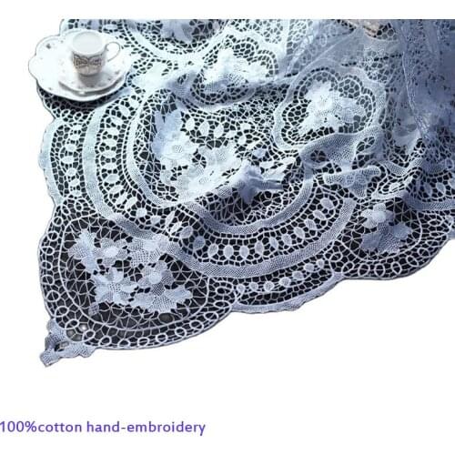 High-end lace square 180cm hand-embroidery cotton Tablecloth dining Table Cover cloth kitchen Christmas Wedding party home decor