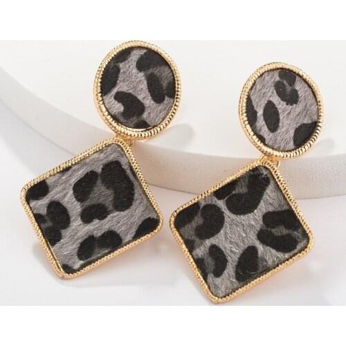 2020 Hot Selling Earrings European and American Geometric Square Leopard Earrings Fashion Wild Earrings Wholesale Women