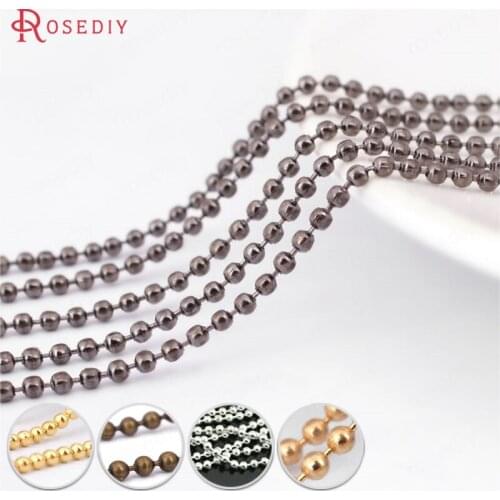 2585)5 Meters 1MM 1.2MM 1.5MM 2MM Copper Round Beads Ball Chains Necklace Chains Diy Jewelry Findings Accessories Wholesale