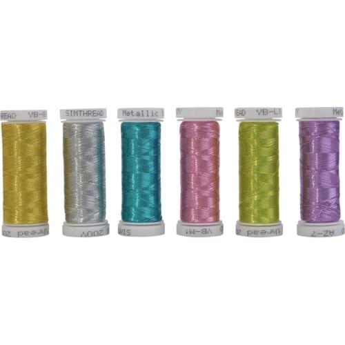 Metallic thread for embroidery machine or as decorative jewelry lace thread 6 assorted color 200Y each