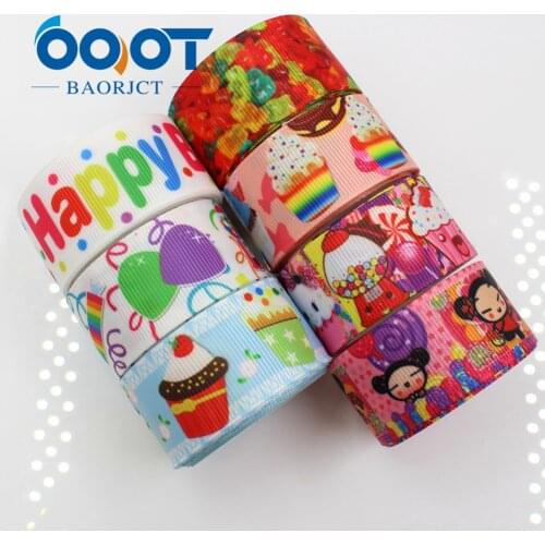 OOOT BAORJCT 175069 25mm 10yard Cartoon Ribbons Thermal transfer Printed grosgrain Wedding Accessories DIY handmade material