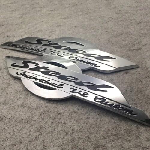 For Honda VLX 400/600 Steed 400 600 Motorcycle Fuel Gas Tank Decals Stickers 2PC Chrome 3D Motorbike Accessories Emblem Badge