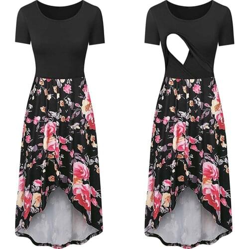 Maternity Nightwear Summer Women Maternity Clothes Printed Maternity Home Wear Breastfeeding Dress Camisa Dormir Maternal