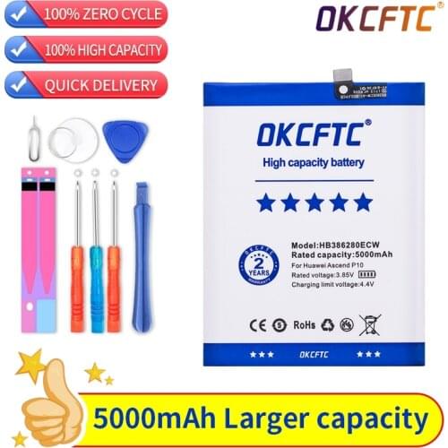 OKCFTC Original Replacement Phone Battery 5000mAh HB386280ECW For Huawei P10 Honor 9 Honor9 Batteria