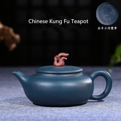 300ml Authentic Famous Yixing Zisha Tea Pot Handmade Sky Cyan Mud Teapot Chinese Kung Fu Pu'er Tea Black Tea Gift Free Shipping