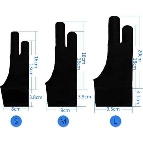 Touch Pen Gloves Tablet Computer Painting Gloves Painting Antifouling Artist Black 2 Finger Gloves