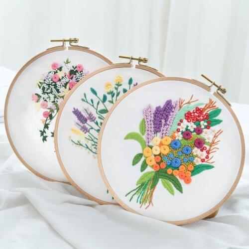 Popular Embroidery Bouquet Material Package DIY Stamped Embroidery Kit Colorful Cross Stitch Kit Handmade Sewing #7