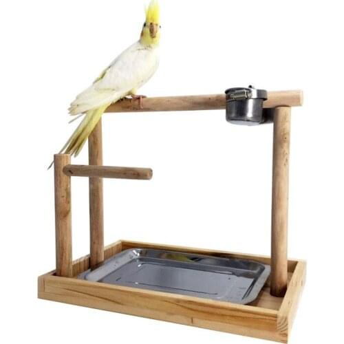 Bird Wood Playground With Foot Ring Parrot Perch Feeder Cups Parrot Toys Playgym For Cockatoo Parakeet Gym Playpen HW191