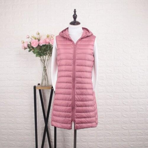 Autumn Winter down jacket womens medium long down coat Korean slim ultra thin hooded down vest inside outside waistcoat Mw927